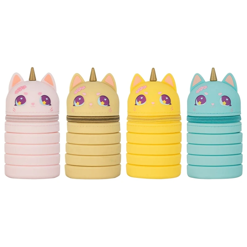 

Telescopic Pencil Case Big Capacity Silicone Pen Bag Waterproof Pencil Pouch Standing Desk Pen Holder for Student School