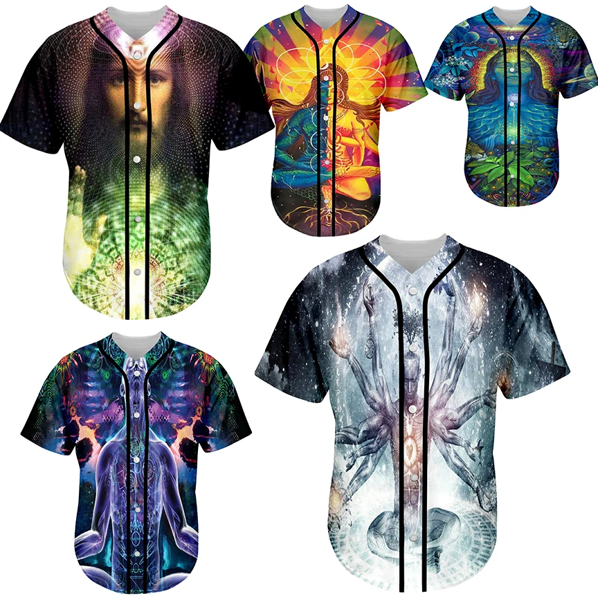 Newest 3Dprinted Psychedelic Hippie Buddha Weed Art Baseball Jersey Shirt Casual Unique Unisex Funny Sport Summer Streewear -1