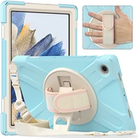 for samsung galaxy tab a8 10 5 inch 2021 x200x205 360 degree rotation kickstand cover case with adjustable shoulder strap