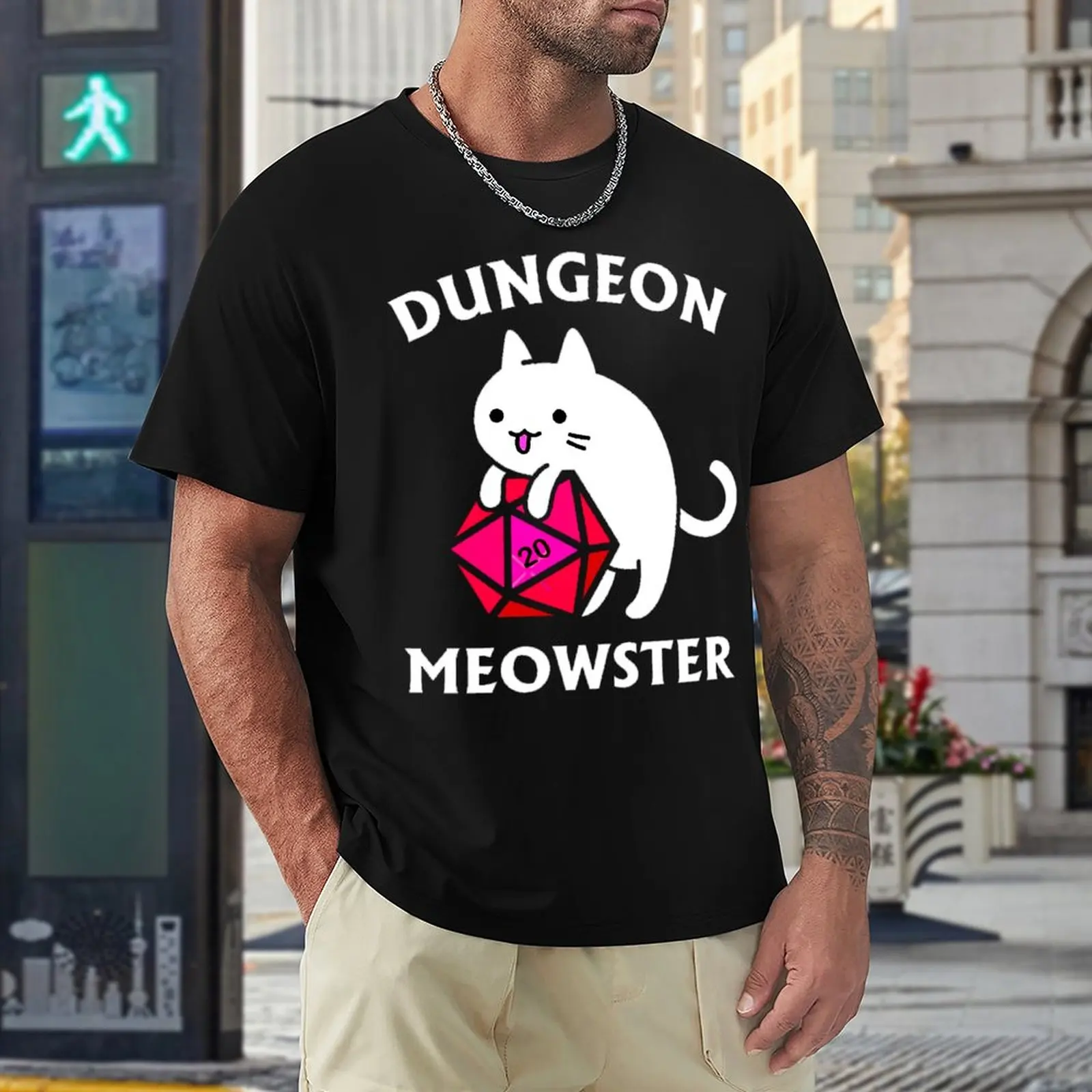 

Dungeon And Meowster DnD Cat с графическими футболками, винтажный фитнес, американский размер
