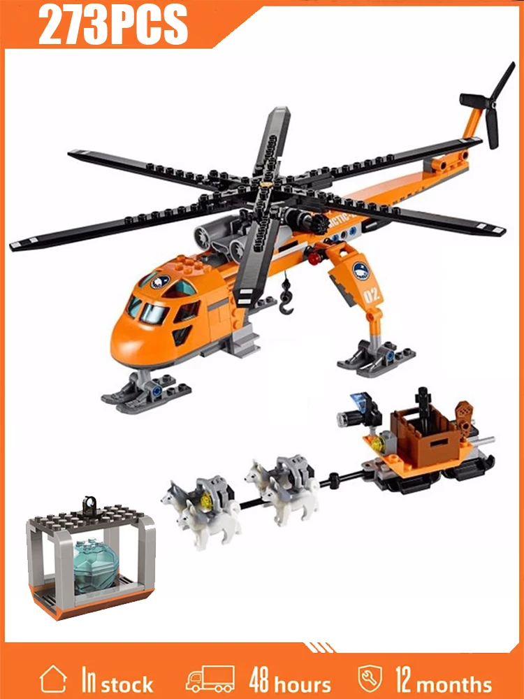 

New 273PCS 10439 City Series Arctic Lifting Helicopter 60034 Children's Building Block Toys Gifts Airplane Model Puzzle Kids