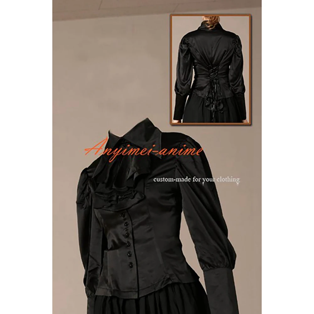 

Gothic Lolita Punk Fashion black satin Shirt Coat Jacket Cosplay Costume Tailor-made[CK994]