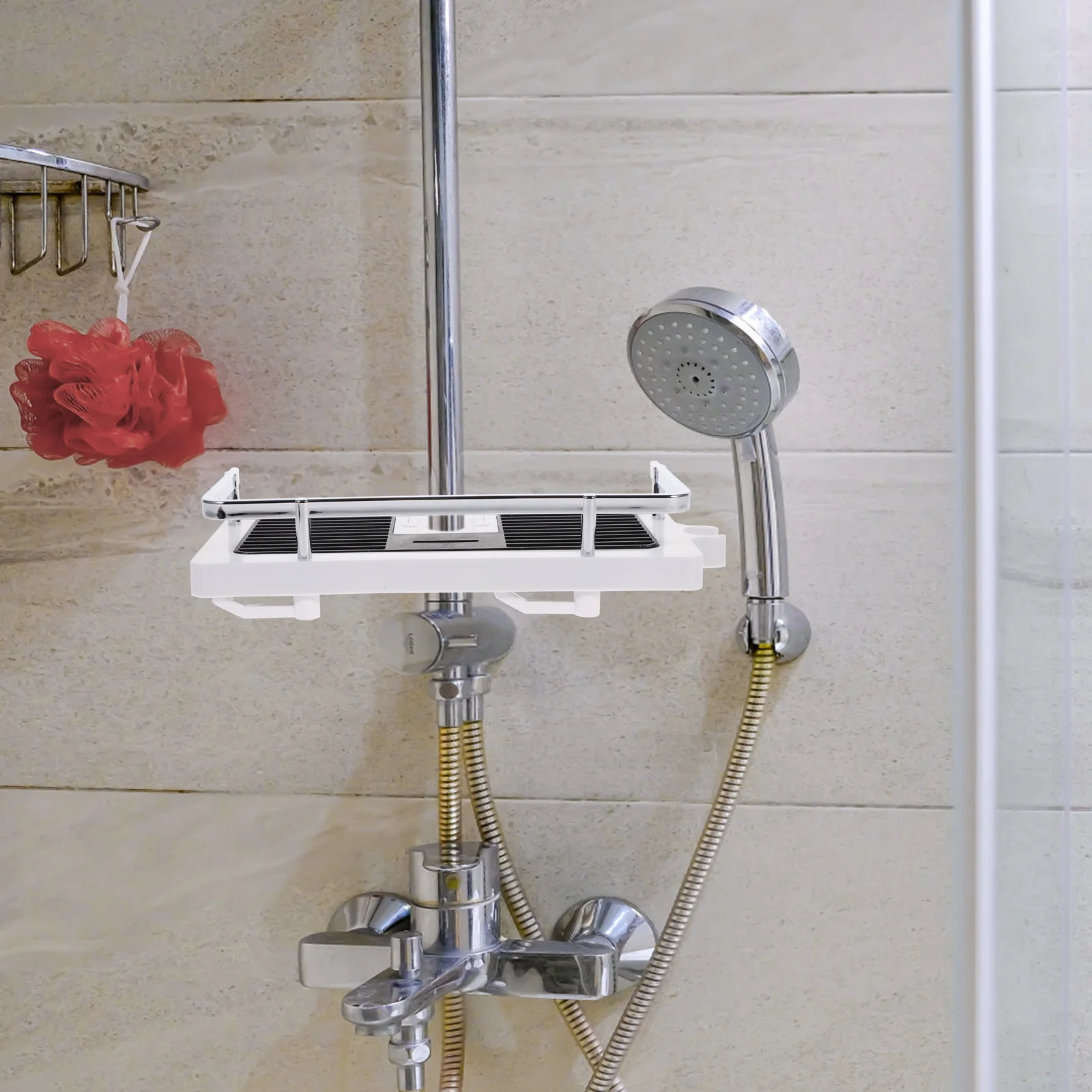 

Shower Storage Bathroom Shelfrack Organizerwall Tray Basket Corner Inside Hanging Shelves Head Overstand Steel Mounted Holder
