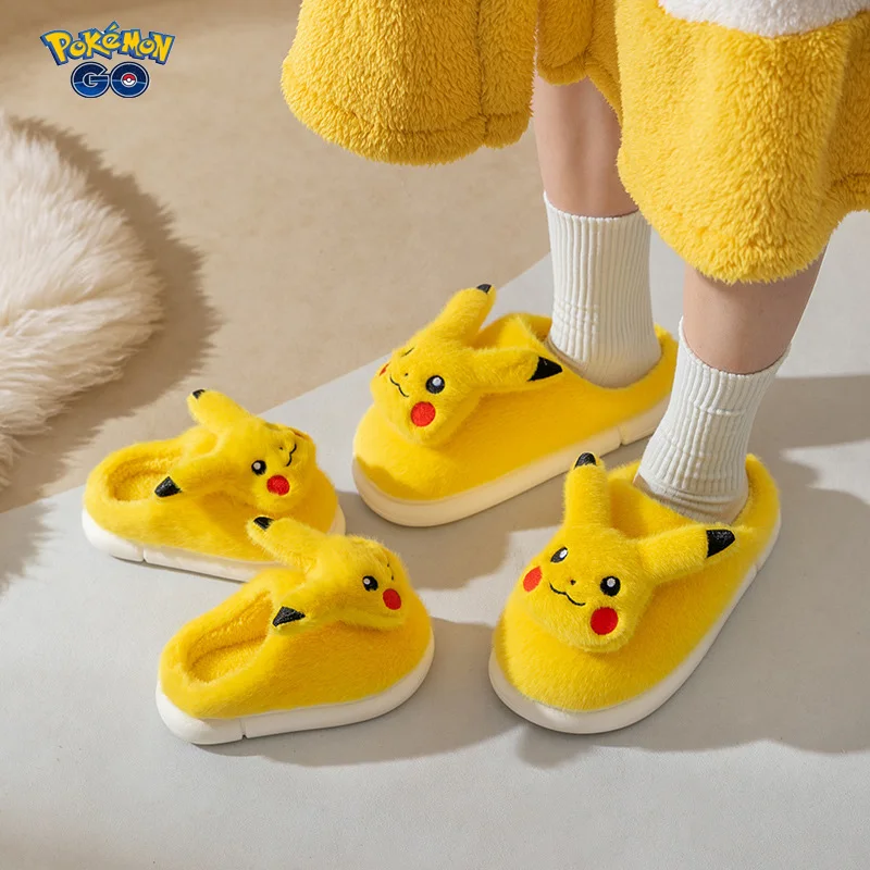 Pantoufles en coton avec personnages de dessin animé Pokemon Pikachu  chaussures antidérapantes