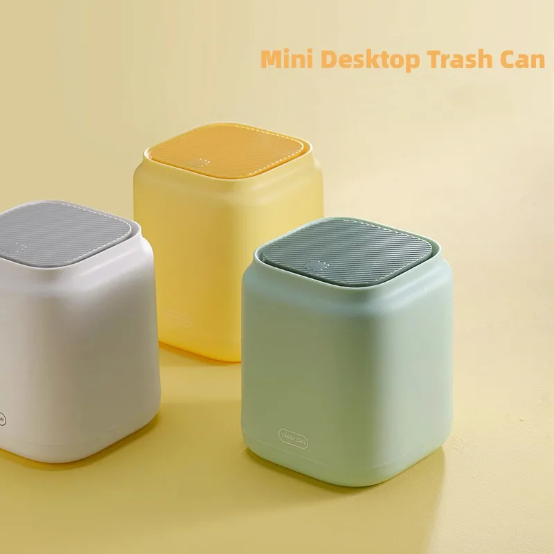 

Mini Desktop Trash Can with Cover Tiny Trash Can Press-Top Countertop Trash Can Garbage Can Small Storage Bucket for Desk Top