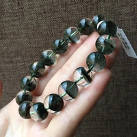 13mm natural green phantom quartz bracelet clear round beads women men garden crystal green phantom rare clear stretch aaaaaa