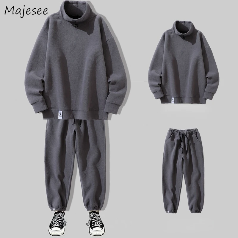 

Sets Men M-4XL Casual Sweatshirt All-match Winter Trendy Wide Leg Pant Solid Ropa Para Hombre Clothing Harajuku Oversize Thermal