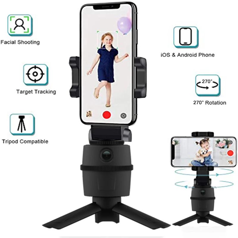 

270° Rotating Phone Holder Selfie Sticks With 720P HD Mini Camera AI Face Tracking Smart PTZ Personal Robot Cam Handheld Gimbal