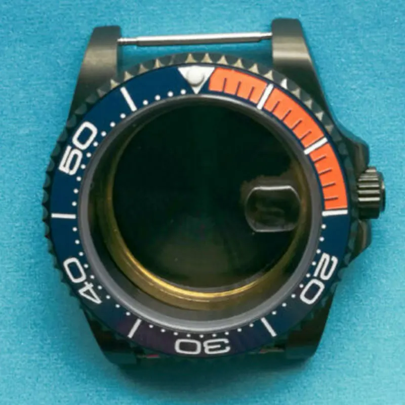 

40mm SUB PVD Coated Watch Case For NH35 NH36 ETA2824 MIYOTA Ceramic Bezel Seeing Through Back