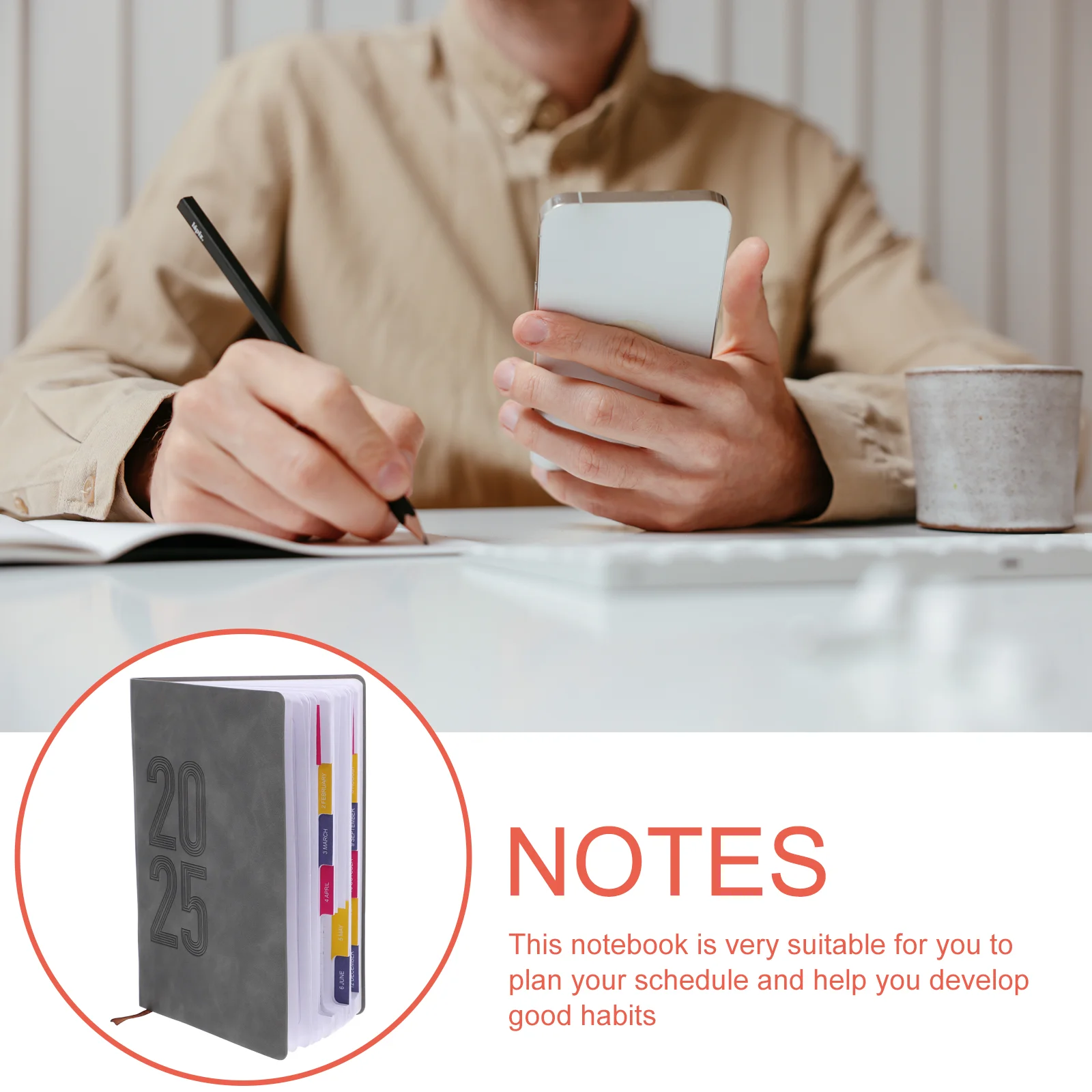 Блокнот 2025 Износостойкий Agenda Удобный ежедневник 2100X1450X180CM Серый офис