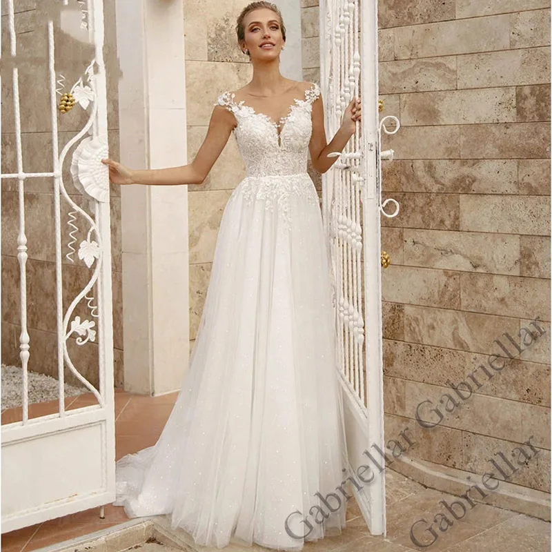

Gabriellar Classic A-line Wedding Dresses Scoop Appliques Sleeveless Court Train Wedding Gown Vestido De Novia Made To Order