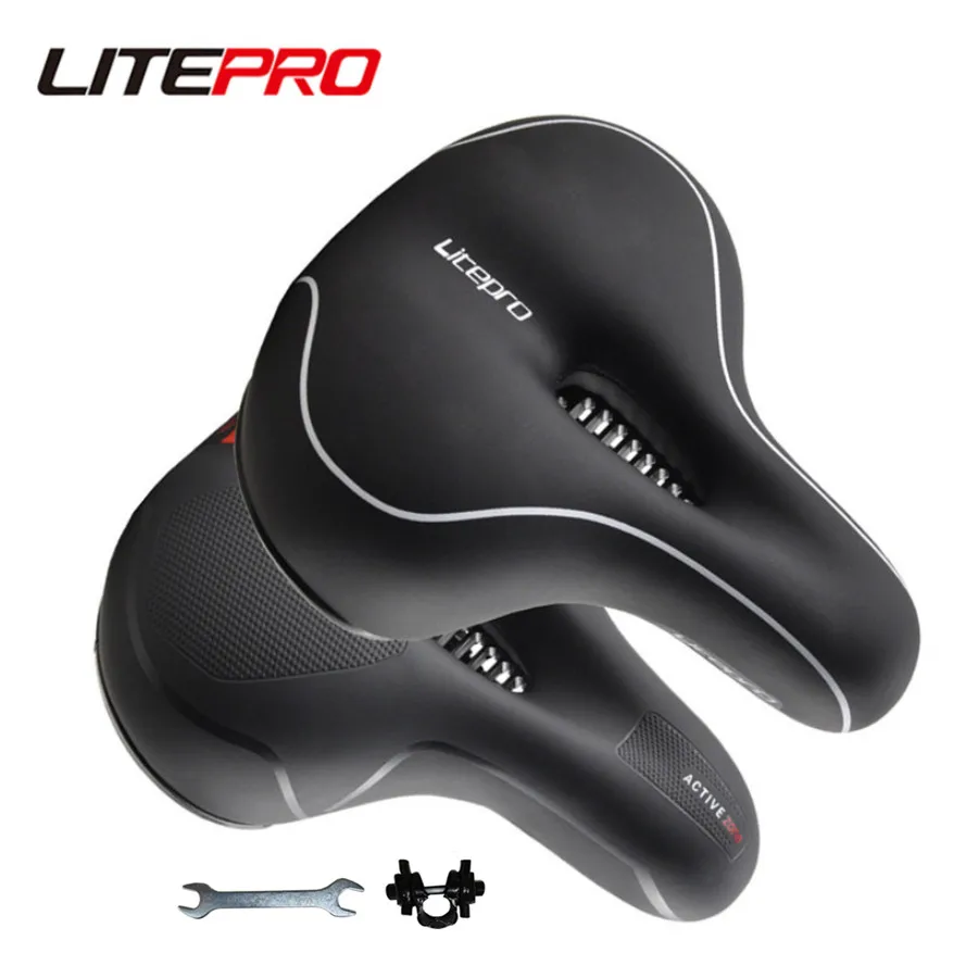 Мягкое амортизирующее широкое седло JKLitepro для велосипеда кожаное