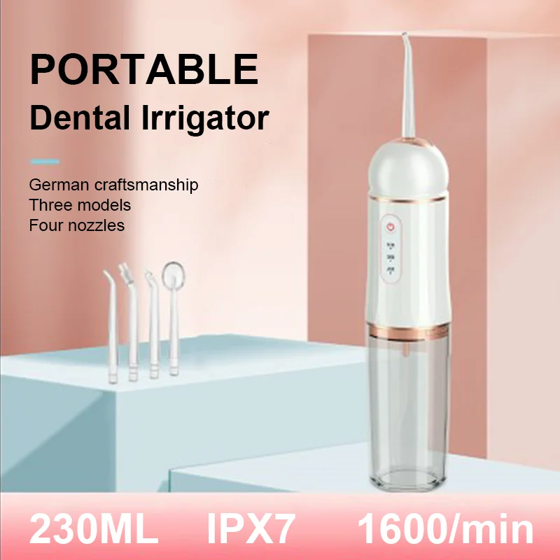 Enlarge Dental Water Irrigator Portable Smart Storage USB Rechargeable Cleaner Water Flosser IPX7 Waterproof 3 Modes Teeth Cleaning