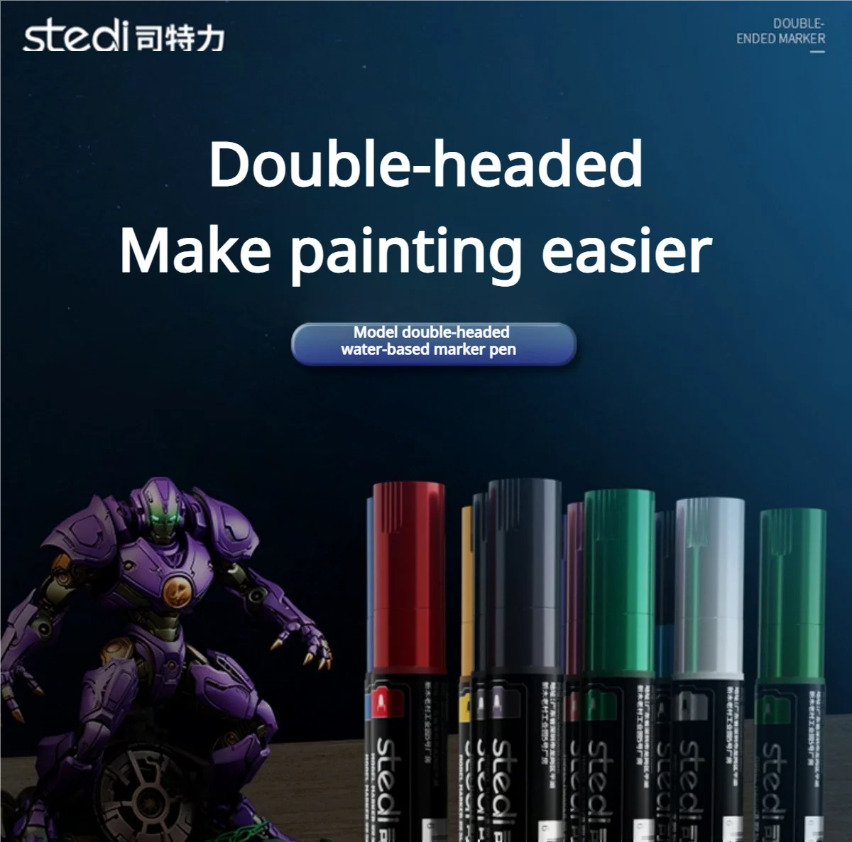 Фото 12 шт., двойная кисть Stedi, маркер на водной основе для Gundam Gunpla GK, инструмент для раскрашивания модели, нейлоновые ручки для раскрашивания, проекты «сделай сам» №1
