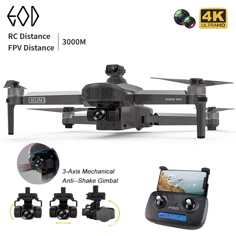 

SG908 Pro/Max GPS Drone 4K HD Professional Camera 3-axis EIS Anti-shake Gimbal 360° Obstacle Avoidance Brushless Motor Foldable