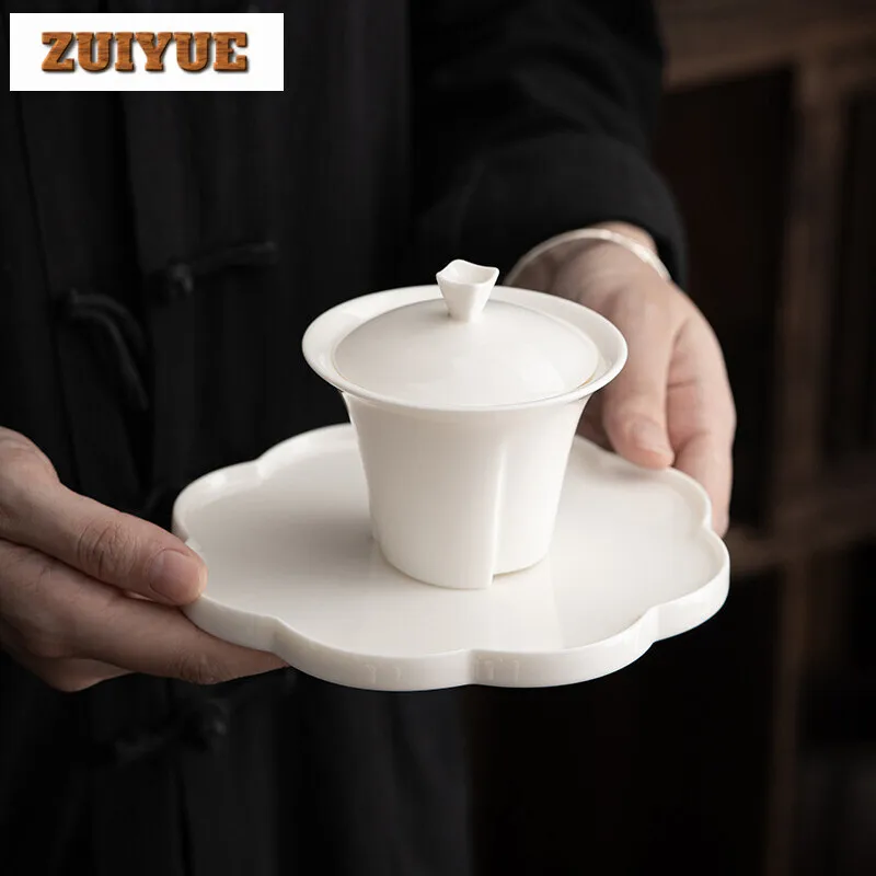 150 мл элегантная белая Gaiwan фарфоровая Крышка для китайской чашки крышка