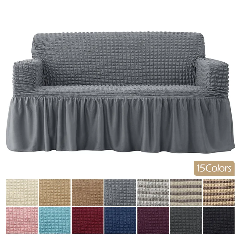 

Чехол для дивана, эластичный чехол универсального размера на 1/2/3/4 места, в клетку с юбкой, для обеденного дивана