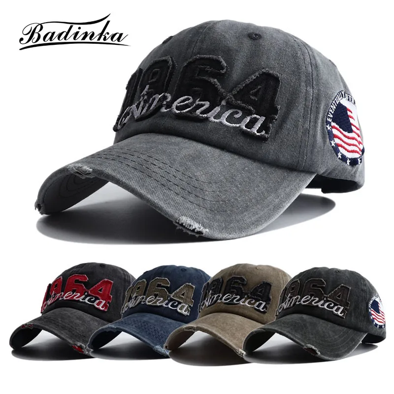 

High Quality America 1964 Embroidery Washed Cotton Baseball Cap for Women Men Snapback Outdoor Hip Hop Dad Hats Gorras Hombre