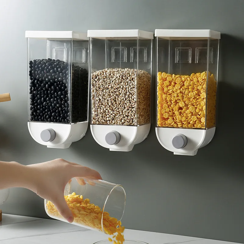

Whole Grain Storage Box Kitchen Wall-mounted Grain Storage Tank Rice Bean Sealed Tank Cereal Dispenser Nut Box