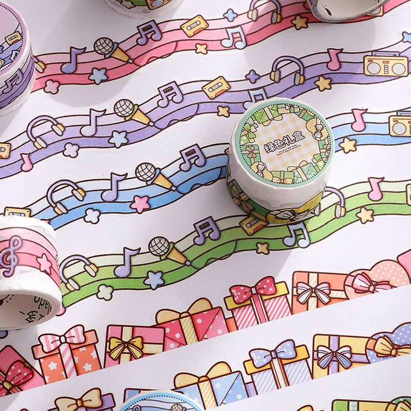 

2 rolls/set kawaii Cute Music Washi Tape Gift Box Wide Paper Landscape Masking Tape Stickers Scrapbook Planner Diary DIY Decor