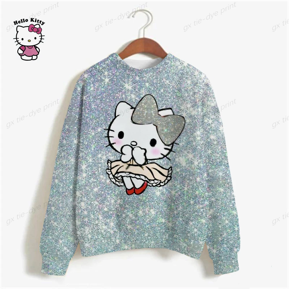 

2023 New HELLO KITTY Streetwear Hoodies Fashion Cartoon Print Women Sweatshirt Long Sleeve Harajuku Pullovers sudadera mujer