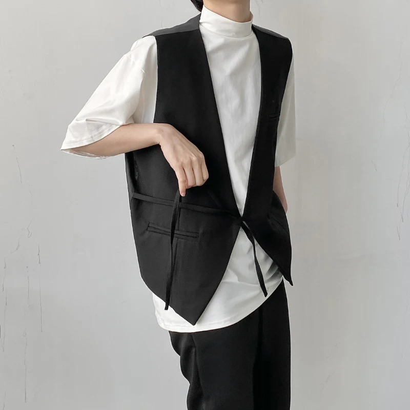 

British Style Men And Women Casual Vest Korean Version Solid Color V-neck Loose Ins Hip Hop Large Size All-match Waistcoat