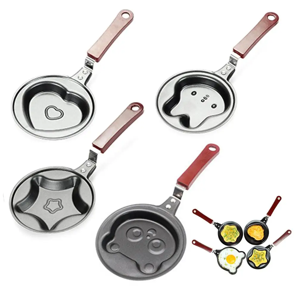 4pcs Frying Pans Cartoon Rabbit Heart-shaped Five-pointed Star Mini Frying Pans Portable Mini Egg Pan Non-Stick Frying Pans