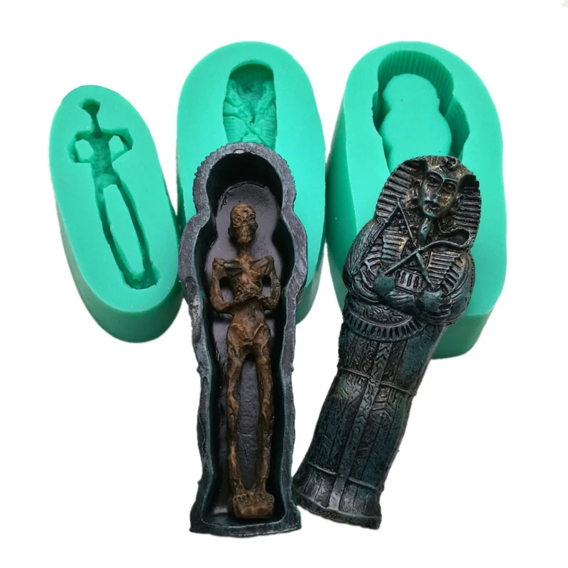 

3pcs Halloween Funny Coffin Corpse Silicone Fondant Mold Plaster Cake Chocolate