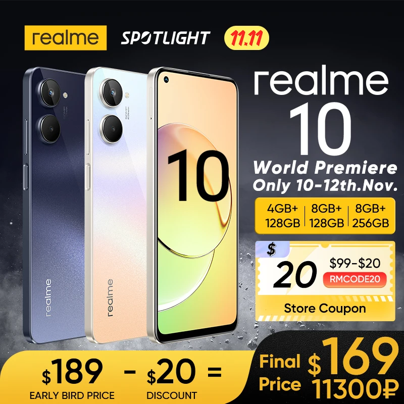 Tanie [Niespodzianka Wczesna Cena Ptaka] Realme 10 światowa Premiera Sprzedaż Na 10th-12th.Nov,minimum 1XX USD, Teraz Dodaj Do Koszyka I Kolekcji