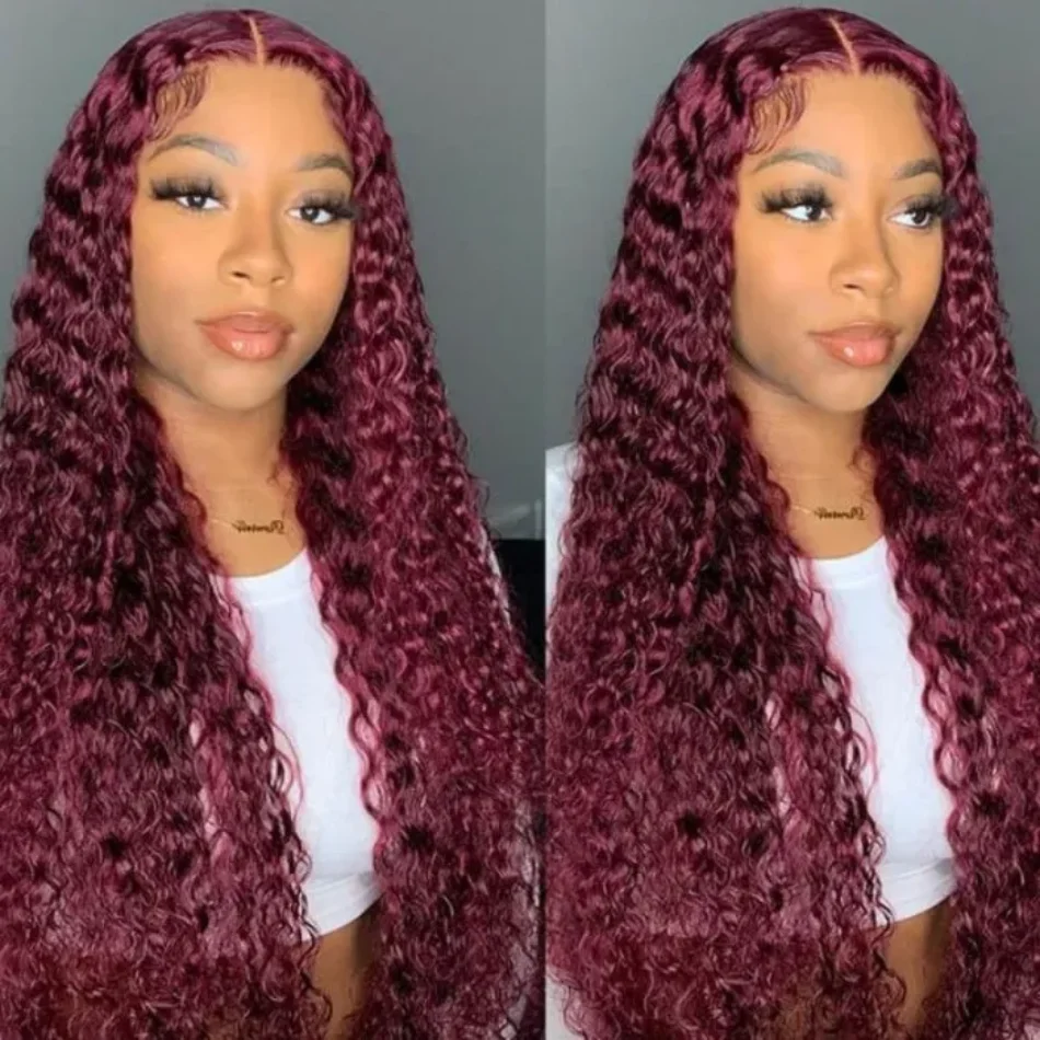 

Unice Hair Jerry Curly Affordable 99J Colored Burgundy Wigs Pre Plucked 4x0.75 Middle T Part Lace Wig Hair Wig for Women