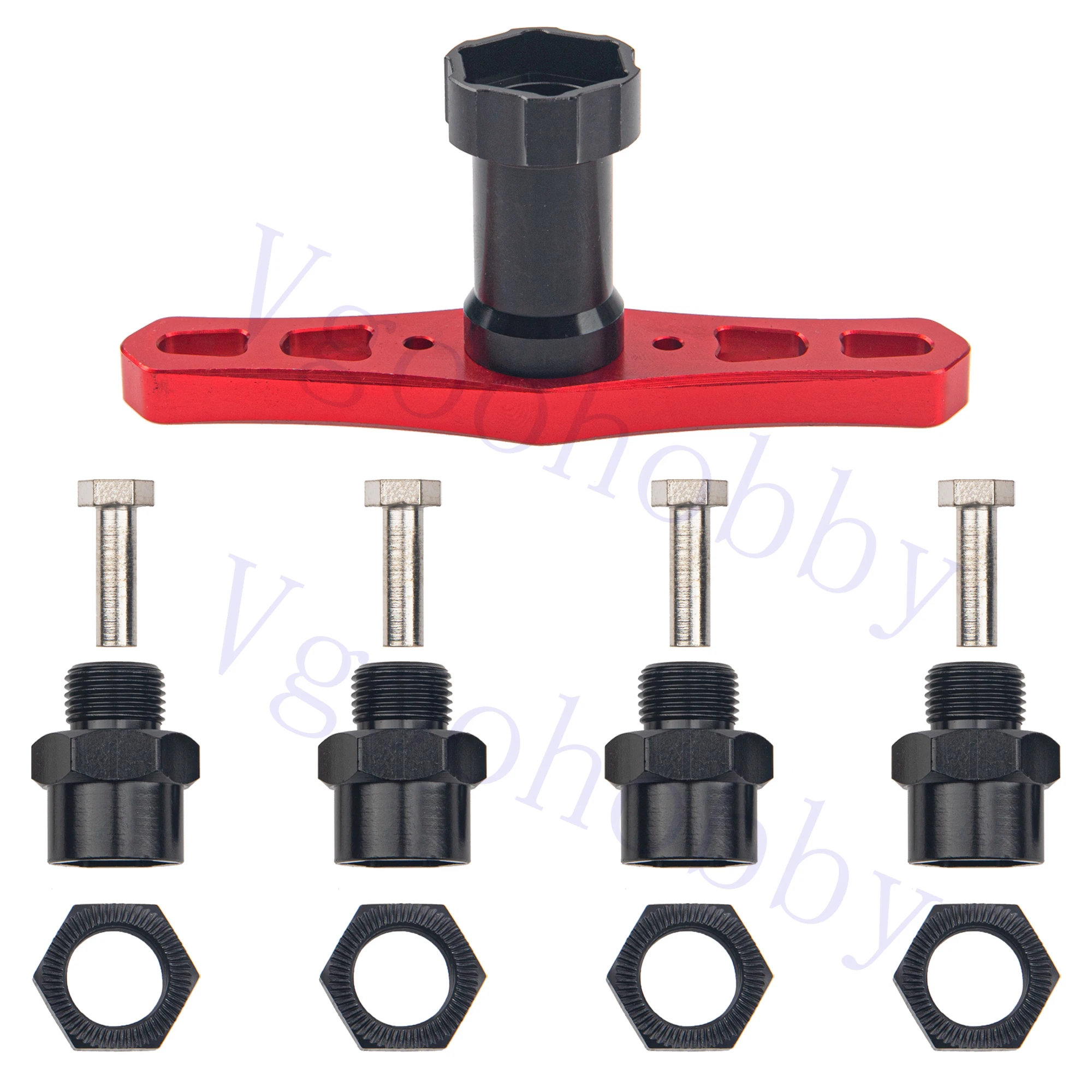 

17mm Wheel Hex Wrench & 12mm to 17mm Drive Hub Adapter 15mm Offset Extension for Tamiya Axial RC4WD Traxxas Redcat 1/10 RC Car