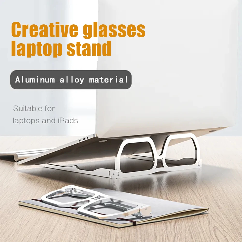 

Universal Glasses Shape Laptop Stand Aluminum Alloy Foldable Desktop Notebook Tablet Cooling Holder Support for Home Office