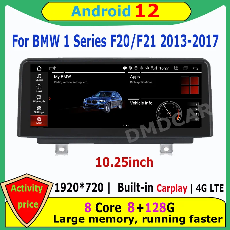 

Автомобильный мультимедийный плеер, экран 10,25 дюйма, 8 ядер, 8 ГБ + 128 Гб, Android 12, GPS-навигация, Радио для BMW 1 Series F20 F21 2013-2017 IPS