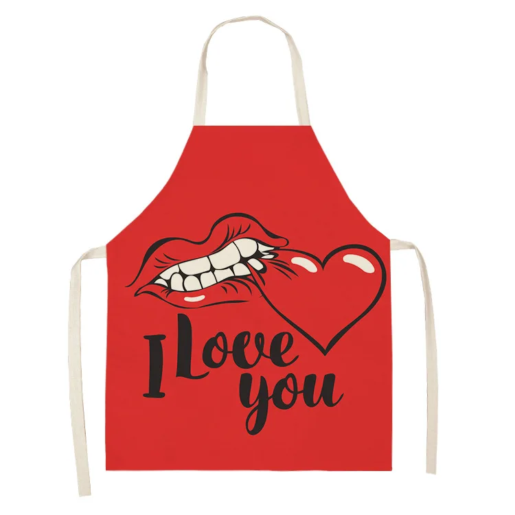 

Женский Кухонный Фартук с романтическим рисунком, домашний кухонный фартук, льняной устойчивый к пятнам фартук для взрослых, инструмент для чистки ресторана