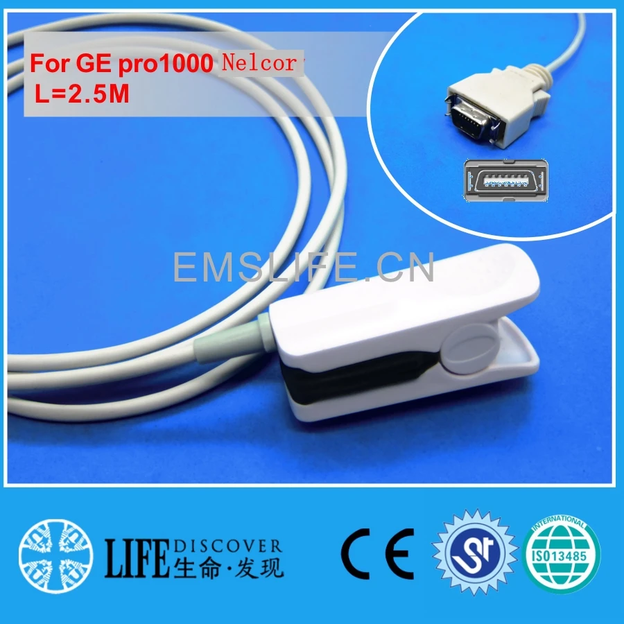 Длинный кабель AWT для взрослых зажим пальца датчик spo2 монитора пациента GE PRO1000 NELCOR