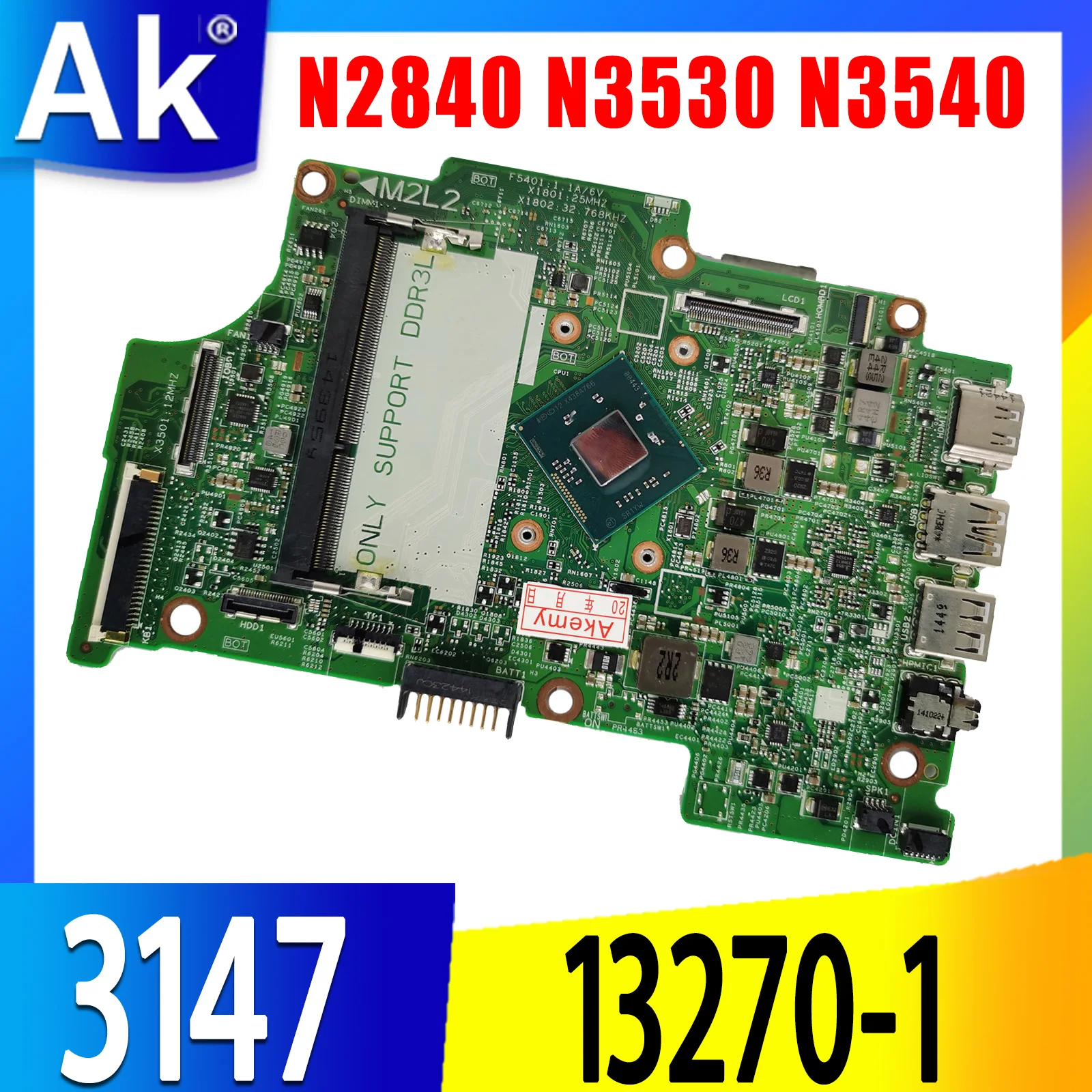 

CN-0CW22X 0KW8RD For DELL Inspiron 3147 13270-1 CELERON Laptop motherboard with N2830 N2840 N3530 N3540 CPU Mainboard DDR3 UMA