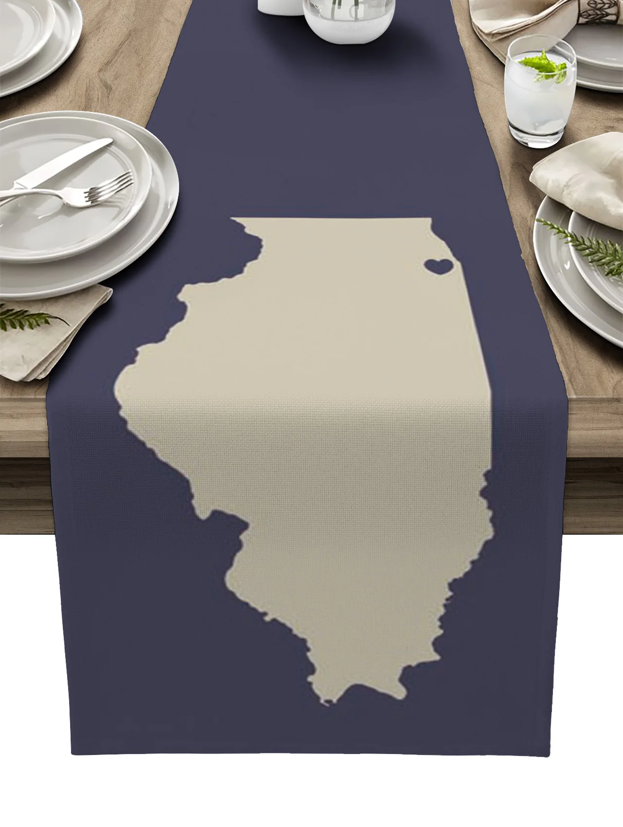 

Illinois Map Love Heart Usa Table Runner Decoration Home Decor Dinner Table Decoration Table Decor