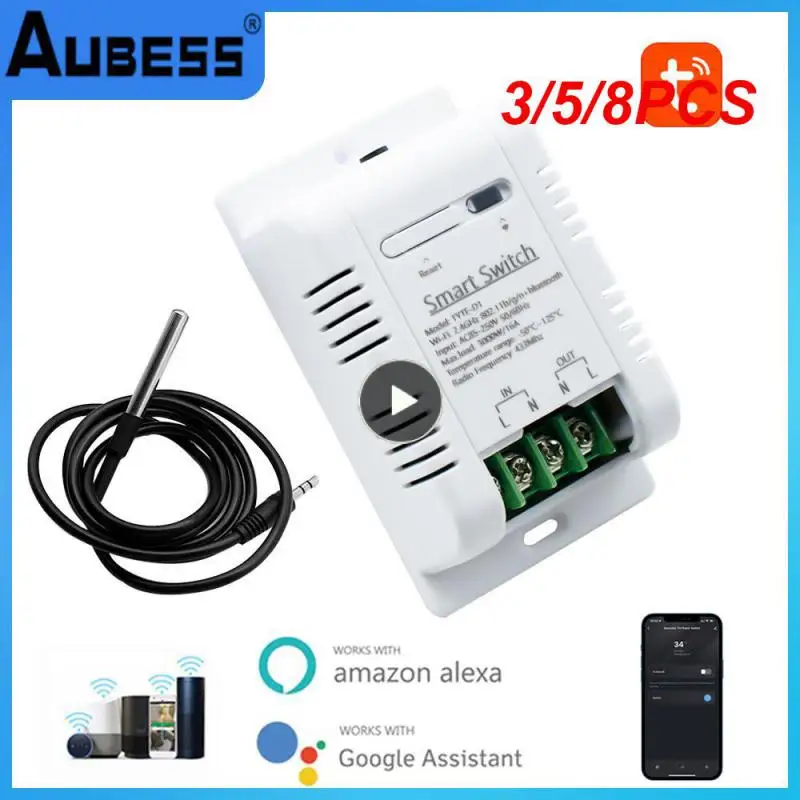 

3/5/8PCS Voice Control Ds18b20 Temperature Sensor Wifi Rf433 Intelligent Thermostat Real-time Monitor Temperature Switch 16a