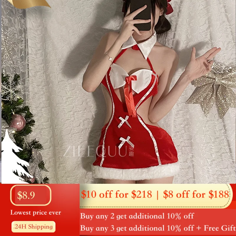 

Новинка, сексуальное женское нижнее белье Kawaii, женское нижнее белье, облегающее тонкое боди с открытой спиной, Униформа, Бархатный комплект