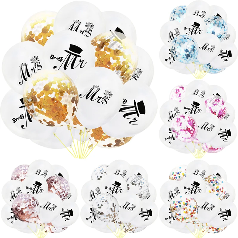 

15pcs Groom and Bride Wedding Balloons Mr and Mrs Ballons Wedding Engagement Party Decorations Adult Anniversary Globos Supplies