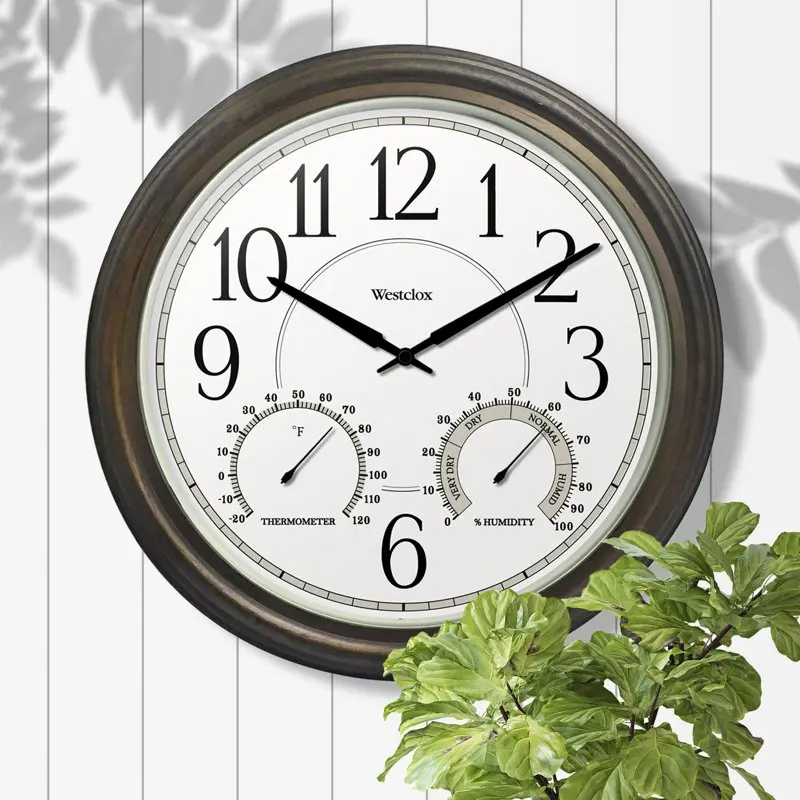 

Gorgeous Bronze 20 In. Diam. Indoor/Outdoor QA Wall Clock with Stylish 2.25D Design - Ideal for Any Room!
