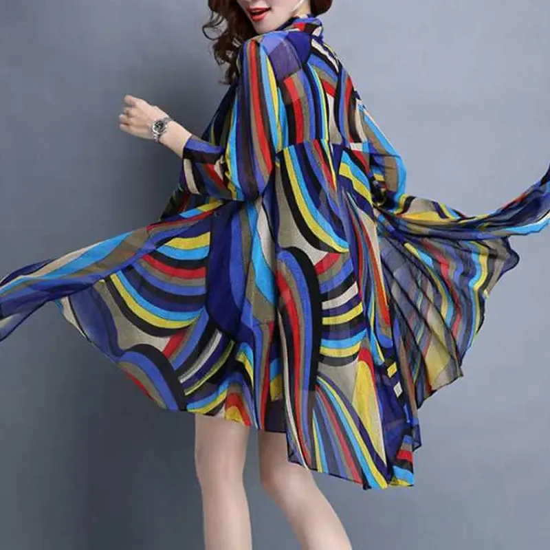 Блузка женская ассиметричная с принтом свободная Повседневная стильная рубашка