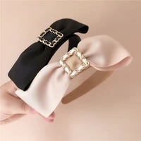 new vintage french bow hairbands fashion women hair accessories wide brimmed metal chain wild outing princess headband headwear