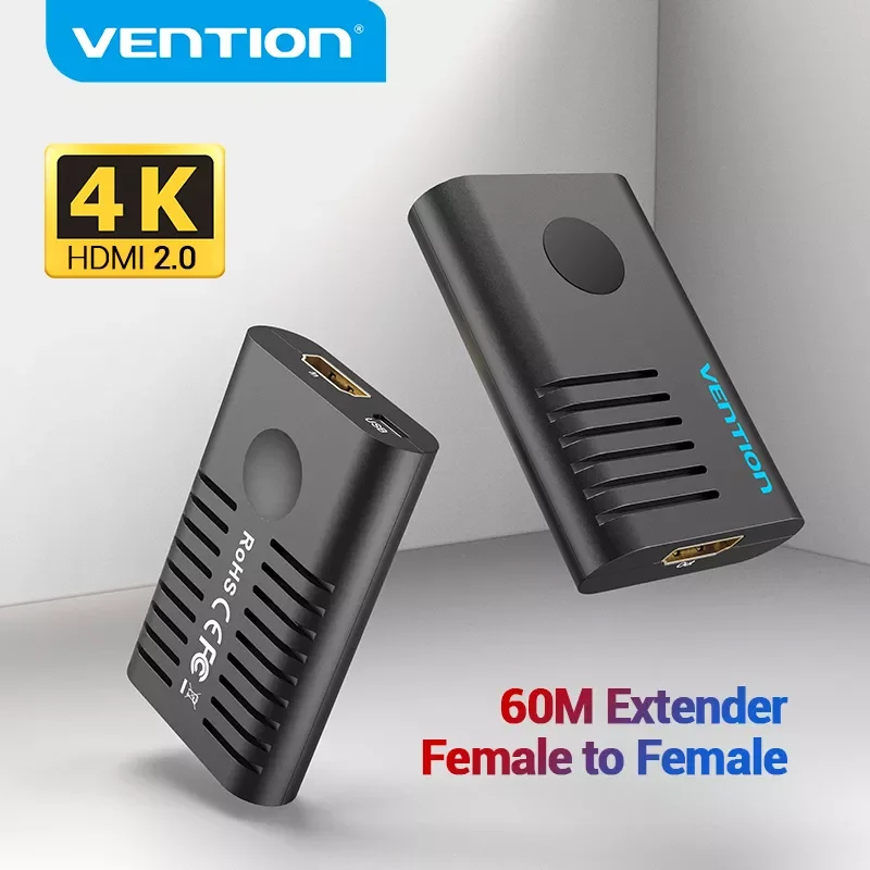 

Vention HDMI Extender HDMI 2.0 Female to Female Repeater up to 10m 60m Signal Booster Active 4K@60Hz HDMI to HDMI Extension