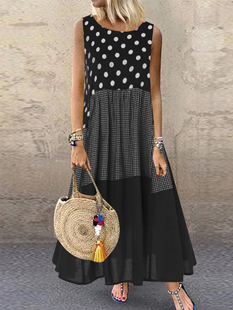 Женское платье-рубашка Макси из хлопка и льна ROKIGGO