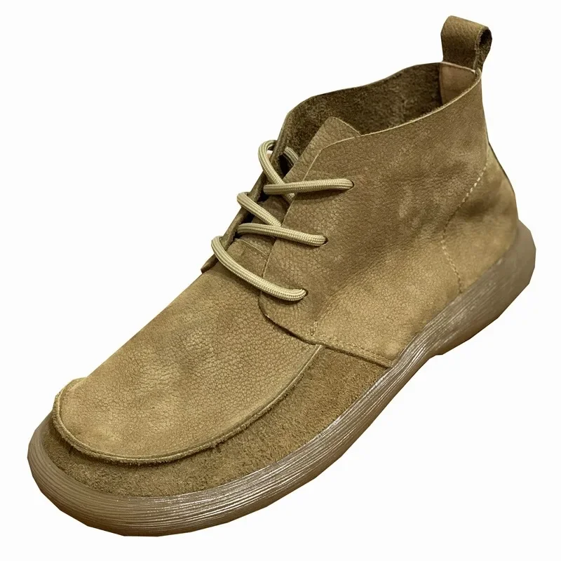 Мужские ботинки новинка весны 2024 нескользящая натуральная кожа на толстой