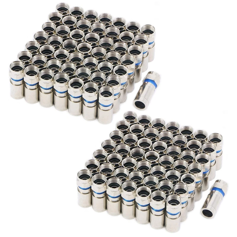

Compression RG6 F Connector Coax Coaxial Adapter Plug For Satellite & Cable TV (100 Pack)