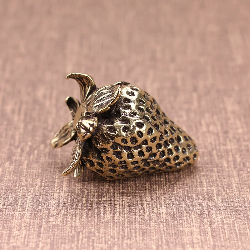 

3Pc Pure Copper Fruit Strawberry Small Ornaments Simulation Copper Handicraft Hand Pieces Enhance Emotional Fortune Valentine's