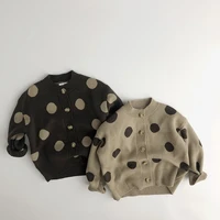 2022 autumn new children long sleeve sweater dot print baby knit cardigan cotton boys girls casual sweater kids knitted jacket