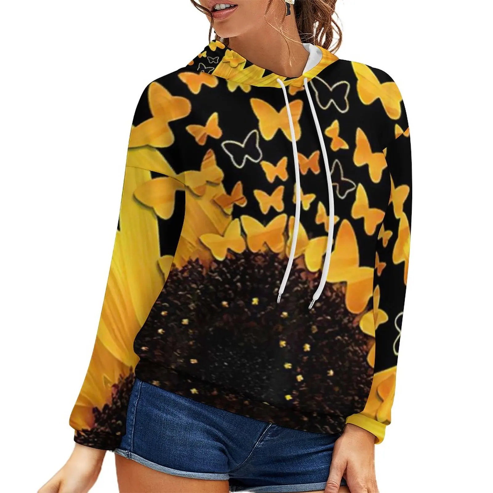 

Свитер с капюшоном и открытыми плечами, весна-осень 2022